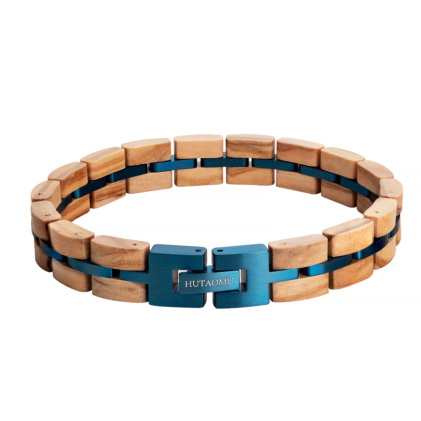 Dropshipping Jewelry Adjustable Wood Bracelet Black Blue Plated Stainless Steel Custom Bracelet For Men And Women 