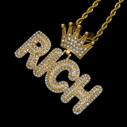 Wholesale Fashion Stainless Steel Pendant Jewelry Crystal Rhinestone Necklace Devil's Eye Pendant Hiphop For Men 