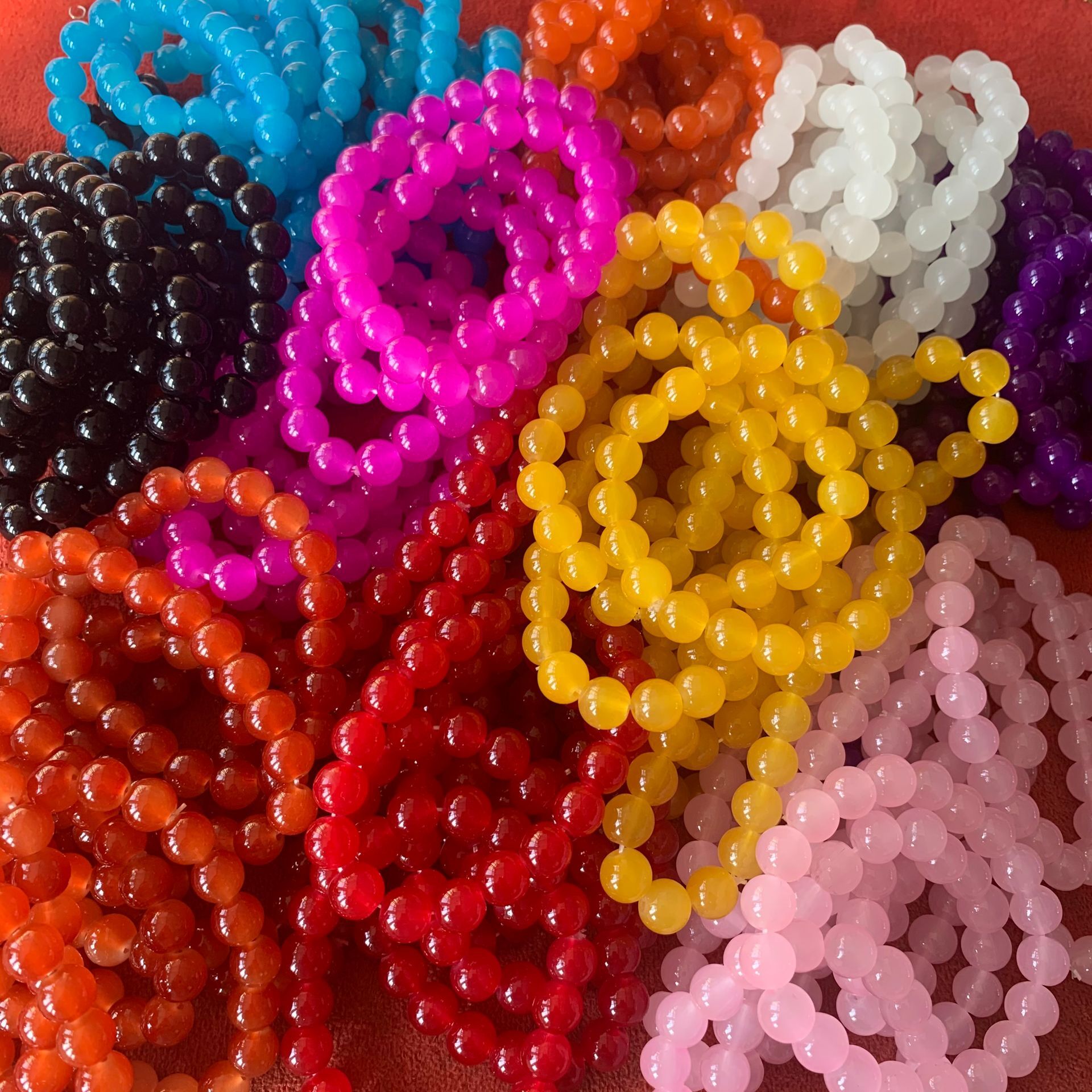 10mm Men Women Large Glass Semi-precious Stone Beaded Bracelets Custom Diy Glass Bracelets Can Add Charm For Jewelry Making 