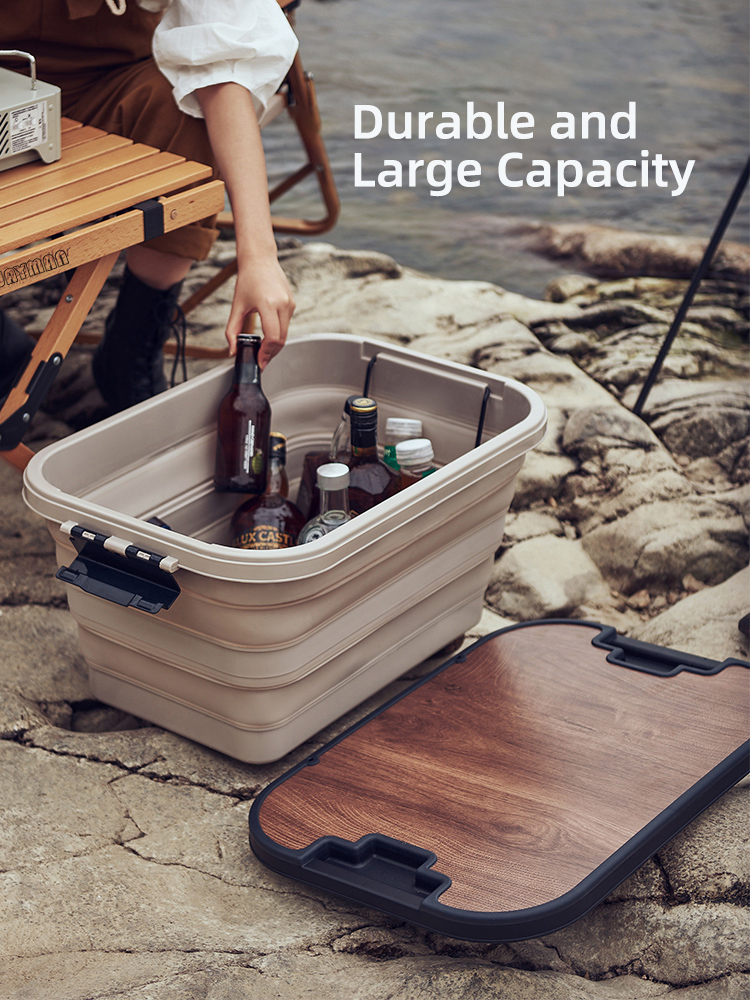 Multifunction Collapsible Sink With Table For Outdoor,Camping Picnic Basket 
