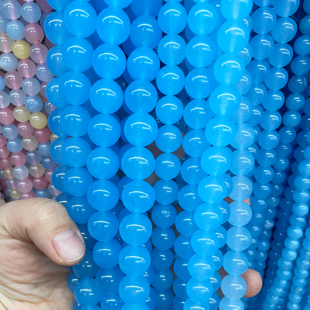 Jade Stone Red Green Orange Blue Different Color Round Loose Bead Strand For Diy Jewelry Making Necklace And Bracelet 