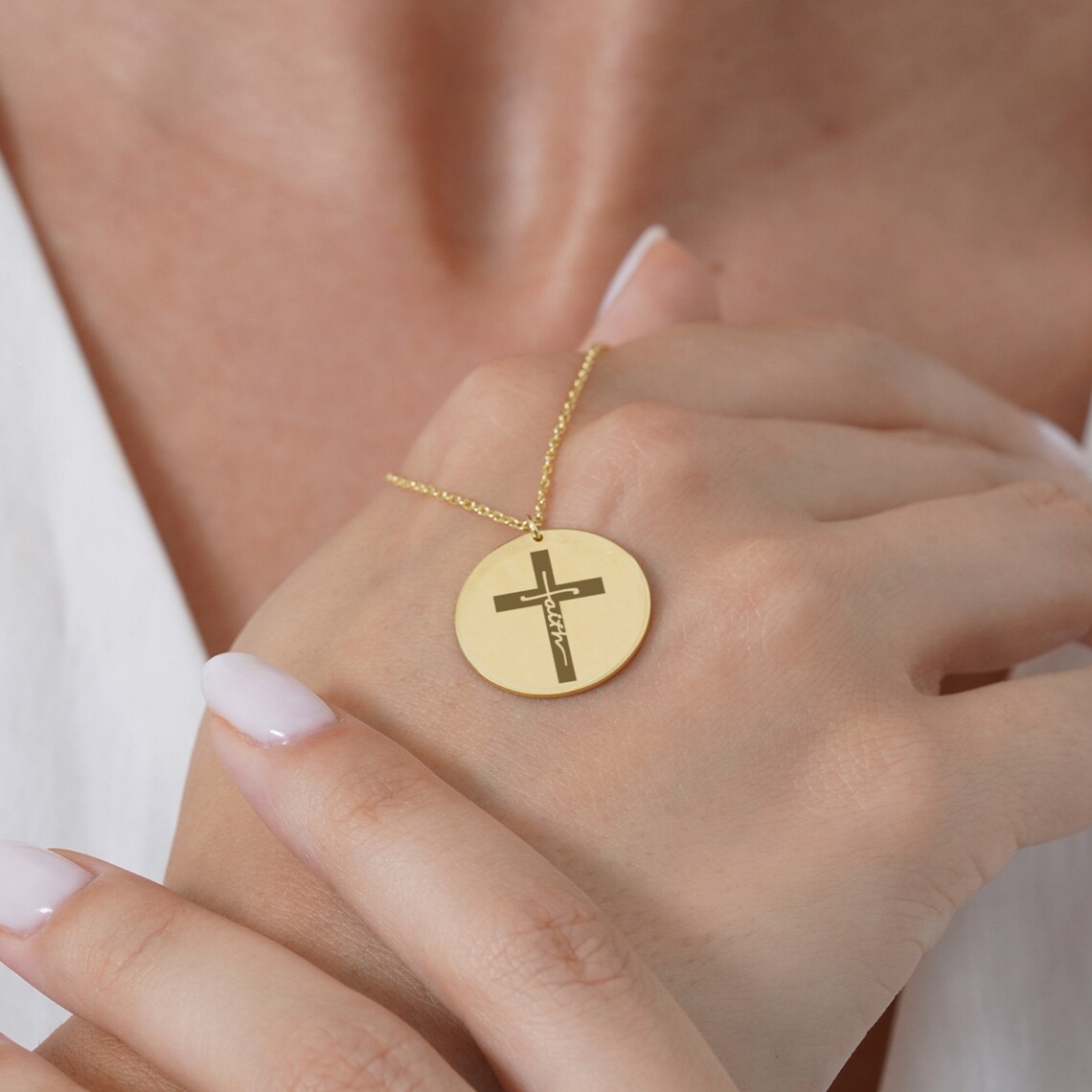 Stainless Steel Faith Necklace Cross 18k Gold Cross Christum Jewelry Inspirtional Pendant Christian Curicifix Charm Necklace 