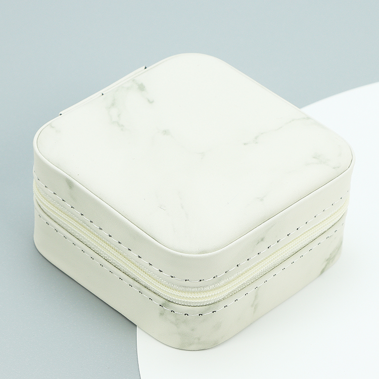 Custom Zipper Organizer Case Velvet Storage Box Waterproof Faux Leather Engraved Logo Luxury Jewelry Packaging Box With Logo 