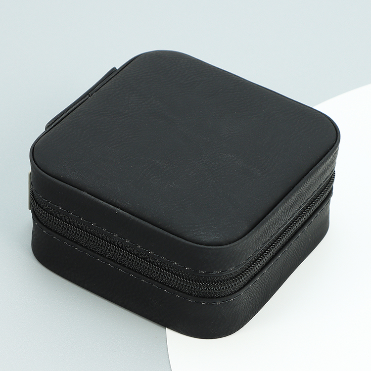 Custom Zipper Organizer Case Velvet Storage Box Waterproof Faux Leather Engraved Logo Luxury Jewelry Packaging Box With Logo 