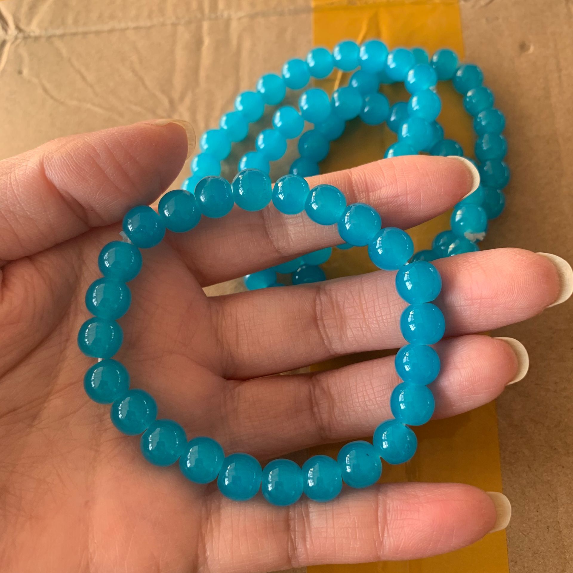 10mm Men Women Large Glass Semi-precious Stone Beaded Bracelets Custom Diy Glass Bracelets Can Add Charm For Jewelry Making 