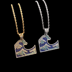 Wholesale Fashion Stainless Steel Pendant Jewelry Crystal Rhinestone Necklace Devil's Eye Pendant Hiphop For Men 