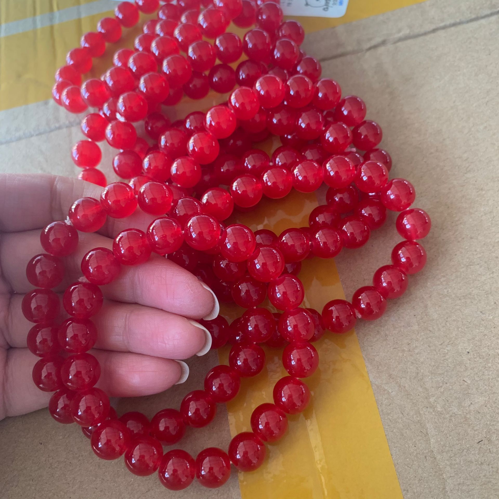 10mm Men Women Large Glass Semi-precious Stone Beaded Bracelets Custom Diy Glass Bracelets Can Add Charm For Jewelry Making 