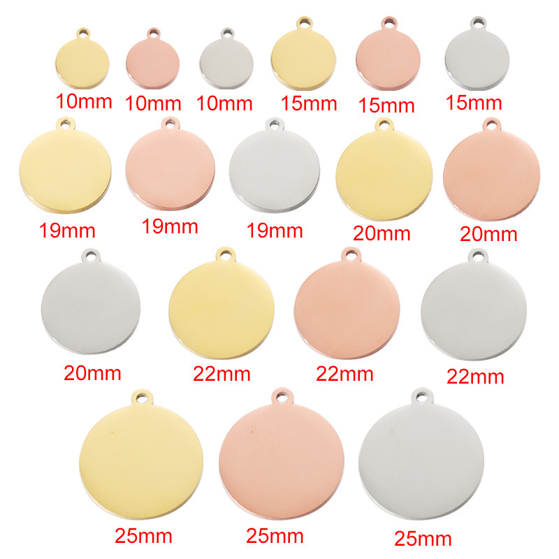 Hot Selling Customized Stainless Steel Blank Necklace 18k Gold Plated Jewelry Mirror Geometric Circular Plate Pendant Necklace 