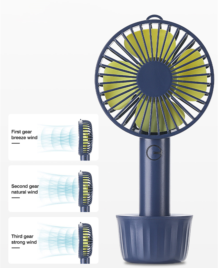 Smart Home Appliances Usb Charging Hand Fan Rechargeable Battery Operated Mini Handheld Fan With Stand Base 