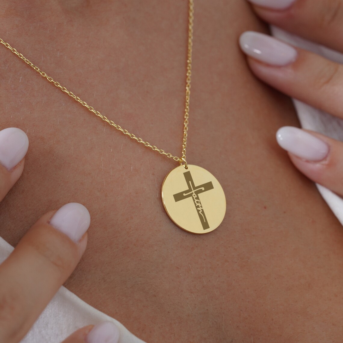 Stainless Steel Faith Necklace Cross 18k Gold Cross Christum Jewelry Inspirtional Pendant Christian Curicifix Charm Necklace 