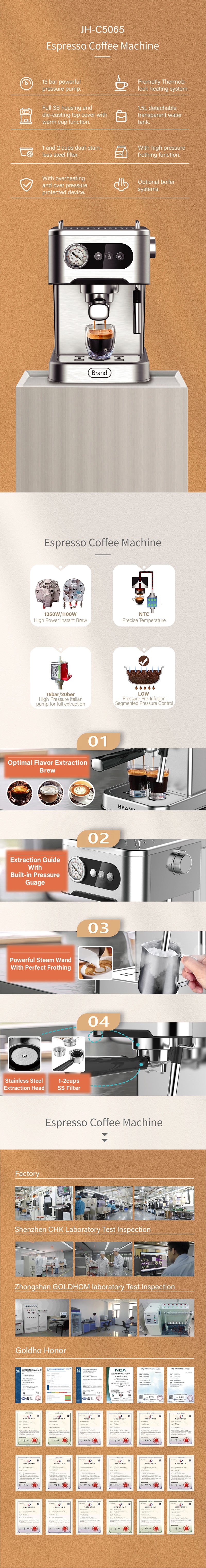 Hotel Home Electric Coffee Maker Full Stainless Steel Italian Espresso Coffee Machine 