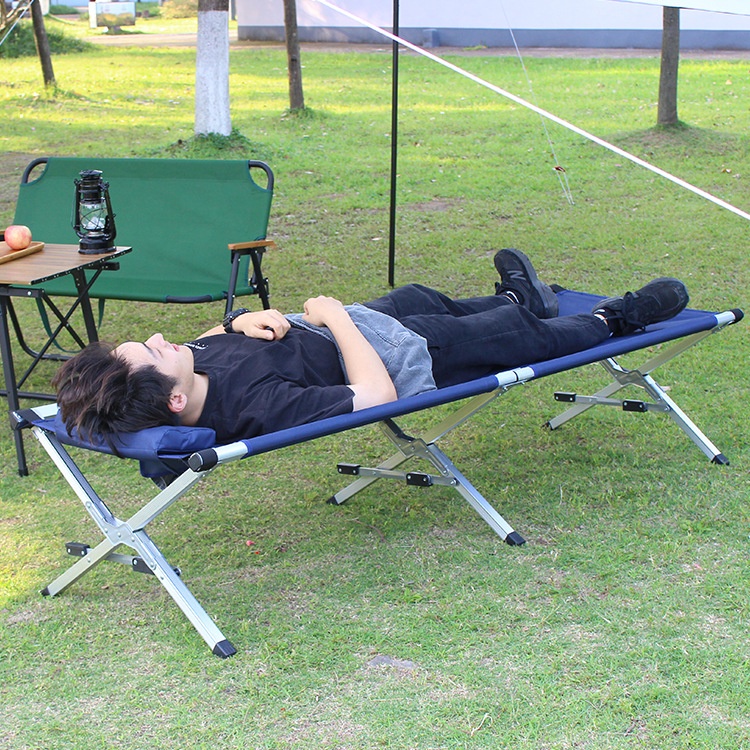 Portable Oem Aluminum Outdoor Oxford Sports Uniuersal Folding Sleeping Camp Cot Camping Bed Ultralight 