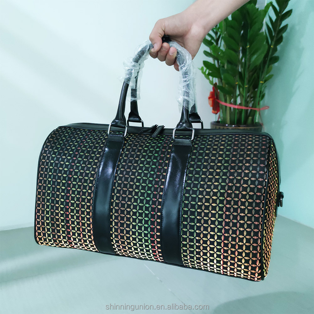 Led Light Sling Bag Pack - Geometric Fiber Optic Jacquard Fabric Led Tote Travel Bag Manufacturer - Luminous Shoulder Side Bag 
