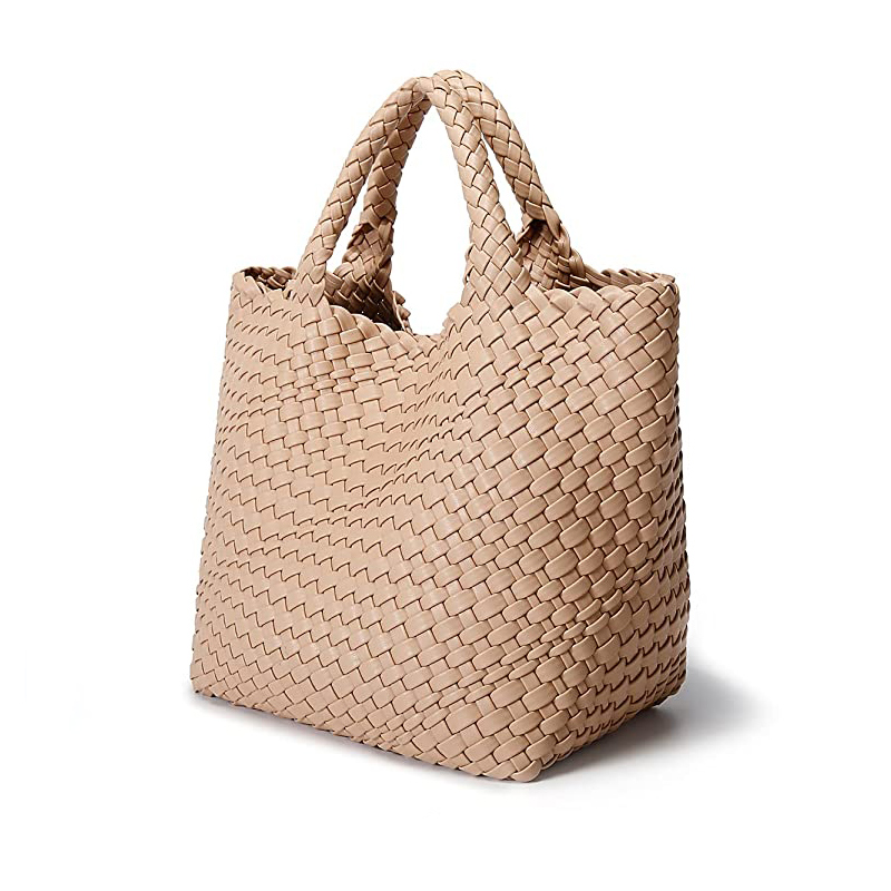 Woven Bag For Women Vegan Leather Tote Bag Large Summer Beach Travel Handbag And Purse Handmade Shoulder Bag 