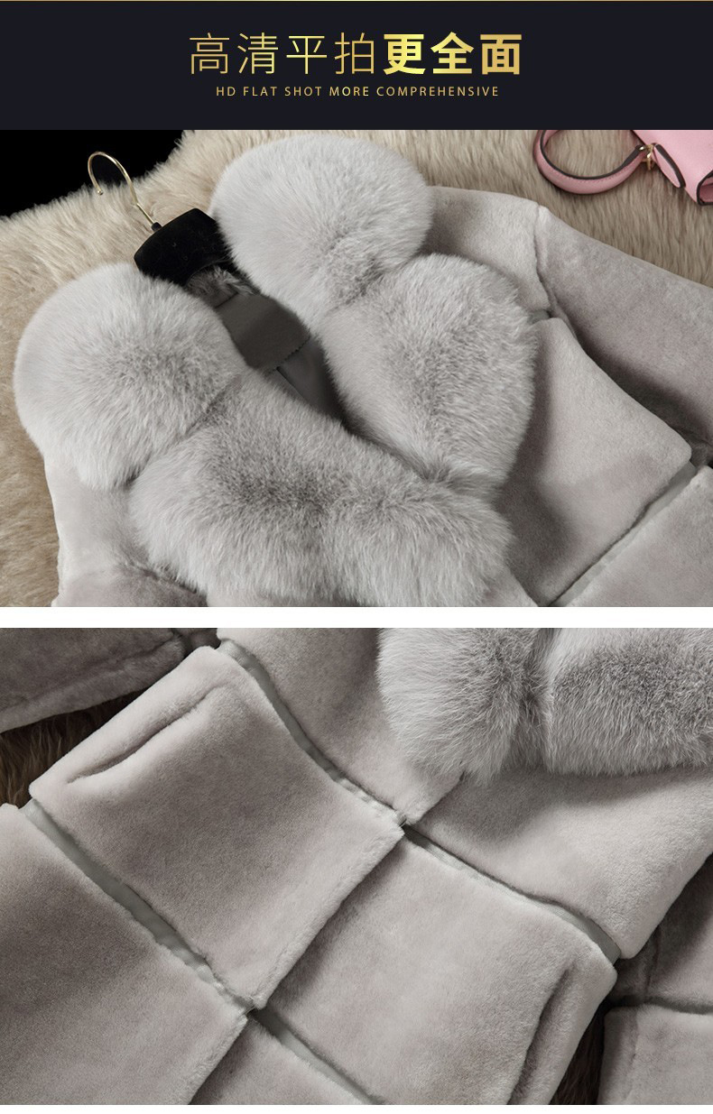 Womens Fur Coats Winter Fashion Gray Women Fur Jacket Thick Warm Outerwear Faux Fox Fur Casual Cotton Lining Snow Boots Knitted