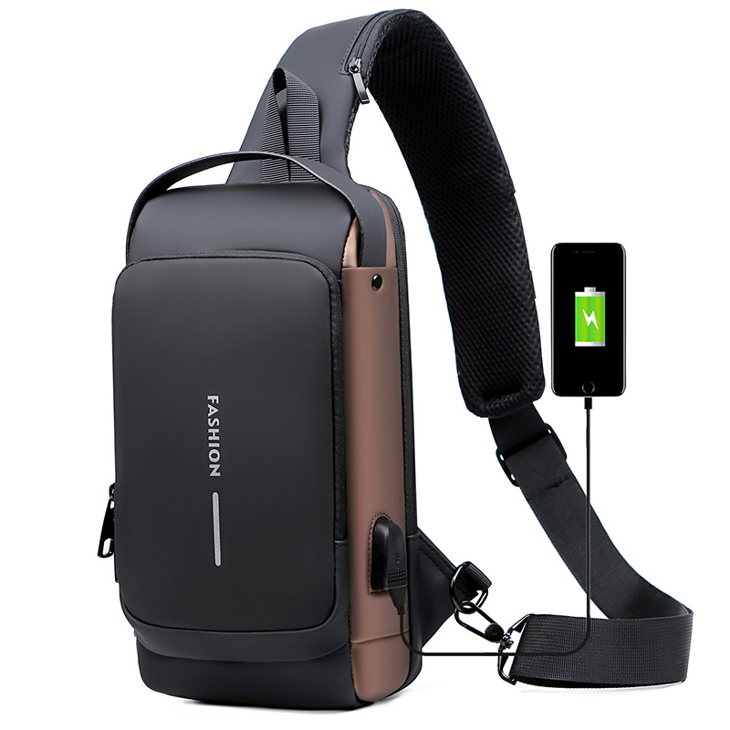 Usb Charger Men Crossbody Sling Backpack Anti Theft Password Lock Women Sling Bag Messenger Travel Hiking Chest Bags For Men