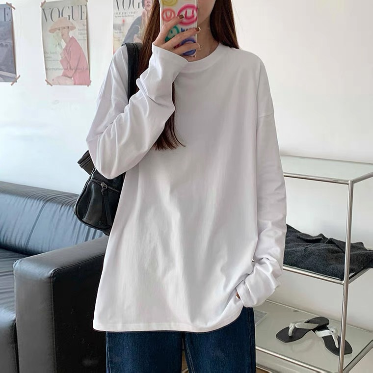 Custom Logo Printing Cheap Price Wholesale Long Sleeve Polyester Blank Plain Men's T-shirts White Unisex Tshirts For Women