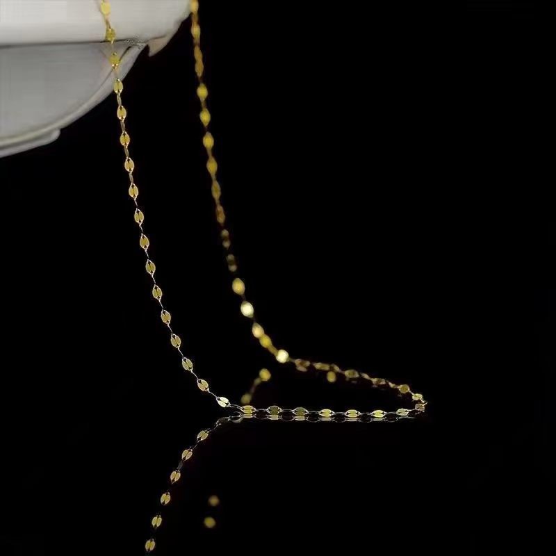 Au750 18k Gold Jewelry Chain Factory Solid Yellow Gold Lip Chain Customized Fine Jewelry Wholesale 