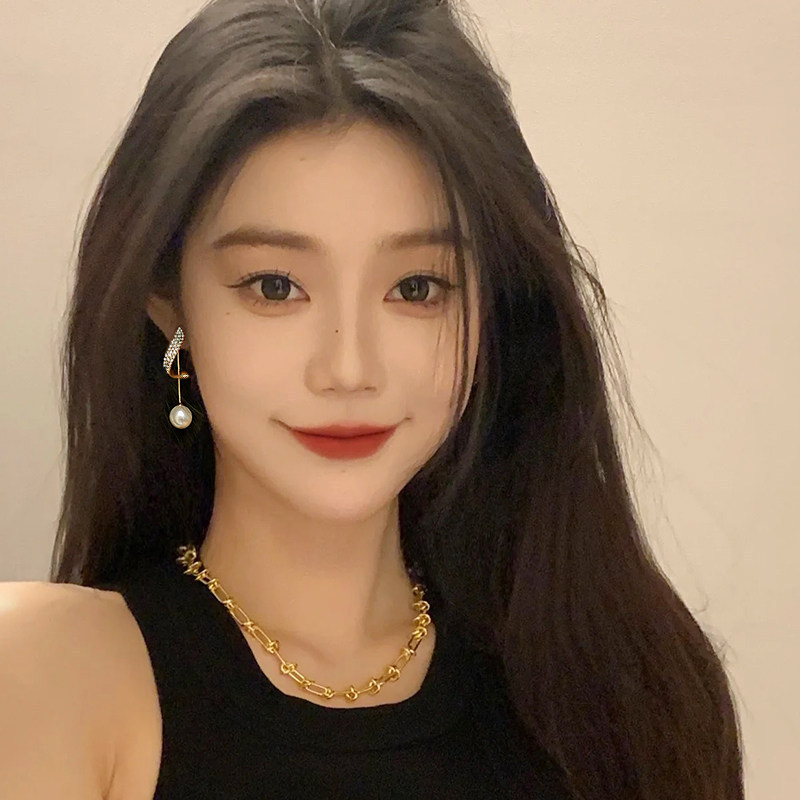 S925 Silver Gold Plated Fashion Exquisite Statement Rhinestone Pearl Fine Jewelry Earrings Women Wholesale 