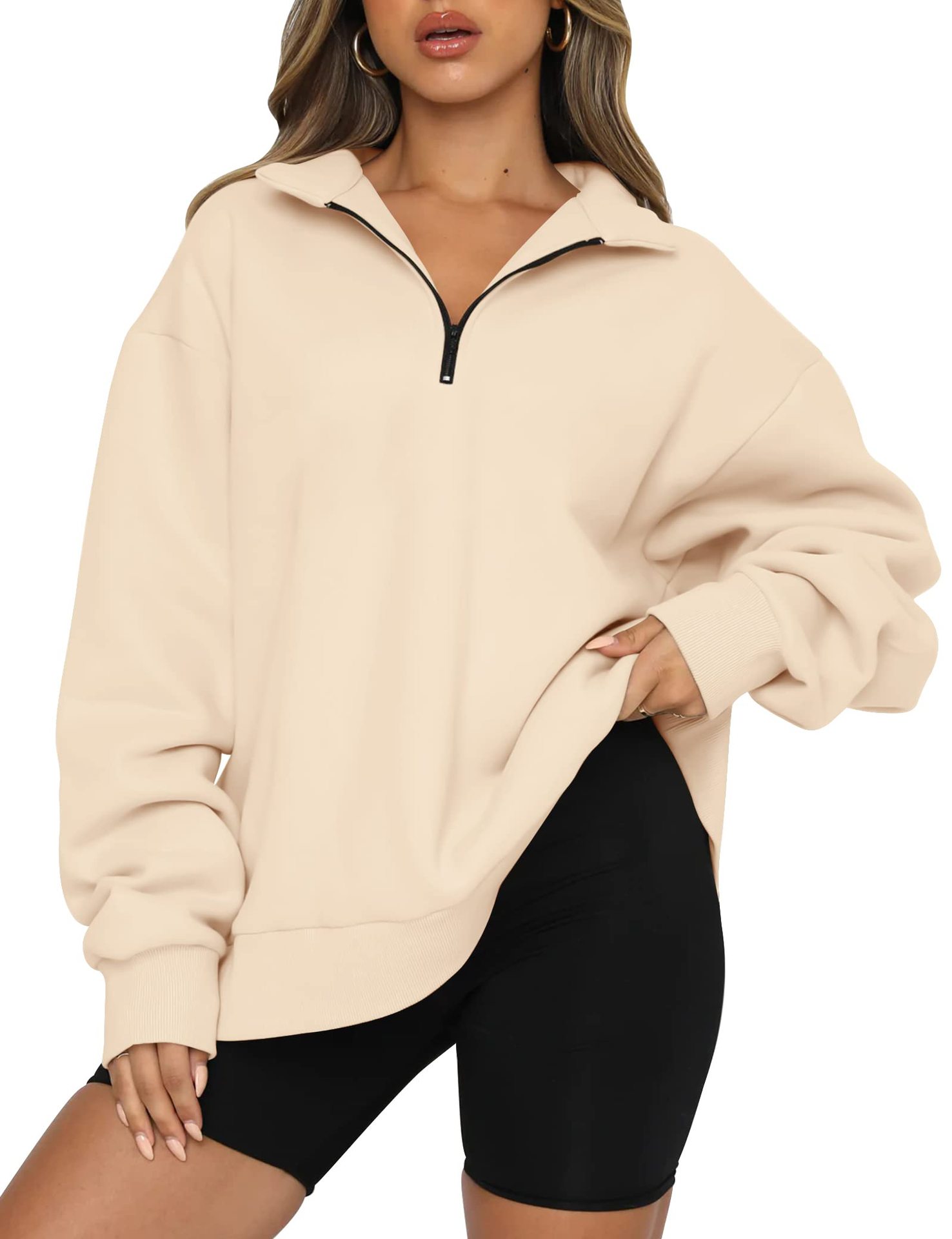 S-3xl Autumn/winter Women's Super Large Sweatshirt Fashion Clothing Half Zip Pullover Sweater