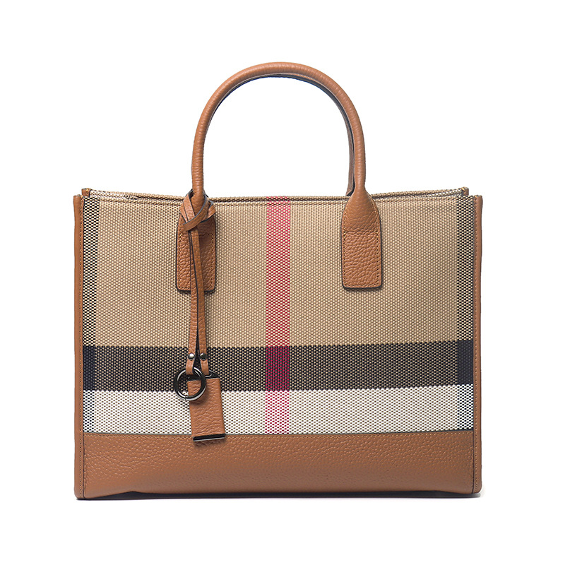High Quality Travel Ladies Original Branded Bags Genuine Leather With Canvas Luxury Designer Women Handbag 