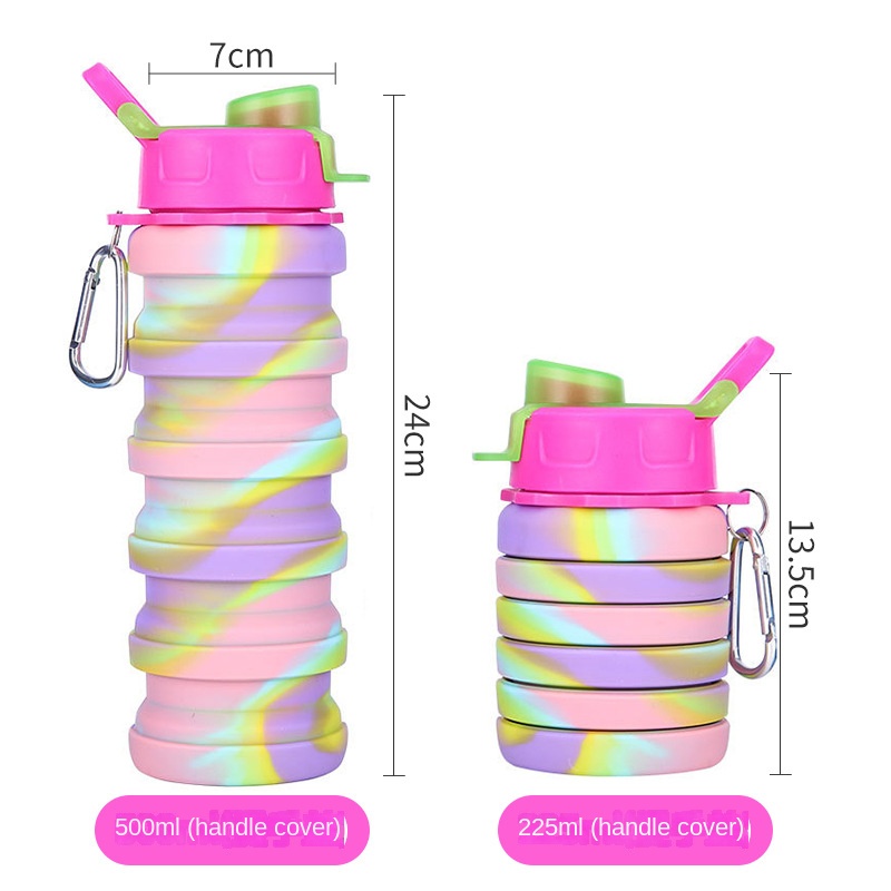 Silicone Sports Bottle Creative Foldable Portable Mountaineering Cup Outdoor Cycling Retractable Bottle 