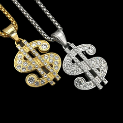 Wholesale Fashion Stainless Steel Pendant Jewelry Crystal Rhinestone Necklace Devil's Eye Pendant Hiphop For Men 