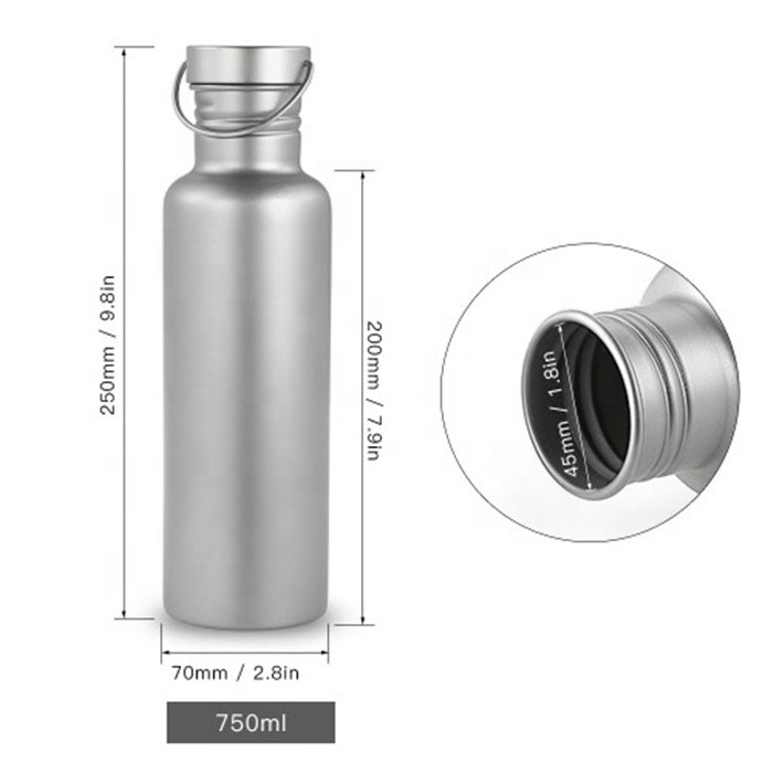 Outdoor Camping And Hiking Titanium 750ml Water Bottle,Sports Kettles 