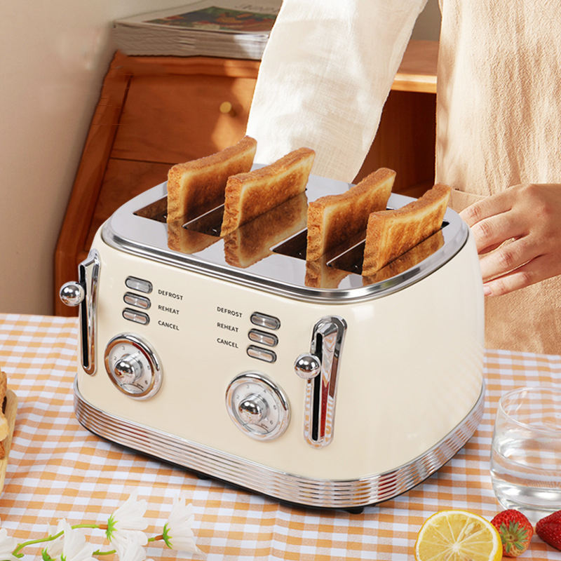 Retro Four-slice Toaster Multifunctional Home Breakfast Machine Toaster Oven Toast Driver Small Appliances Wholesale 