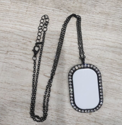 Rubysub Sl-07 Bling Rhinestones Dog Tag Pendant Sublimation Necklace Jewelry Blanks 