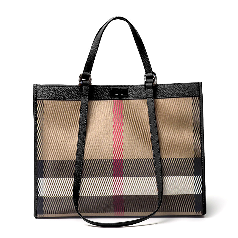 High Quality Travel Ladies Original Branded Bags Genuine Leather With Canvas Luxury Designer Women Handbag 