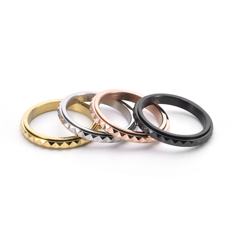 Anxiety Jewelry Fashion Rotatable Elegant Finger Ring Stainless Steel Spinning Fidget Ring 