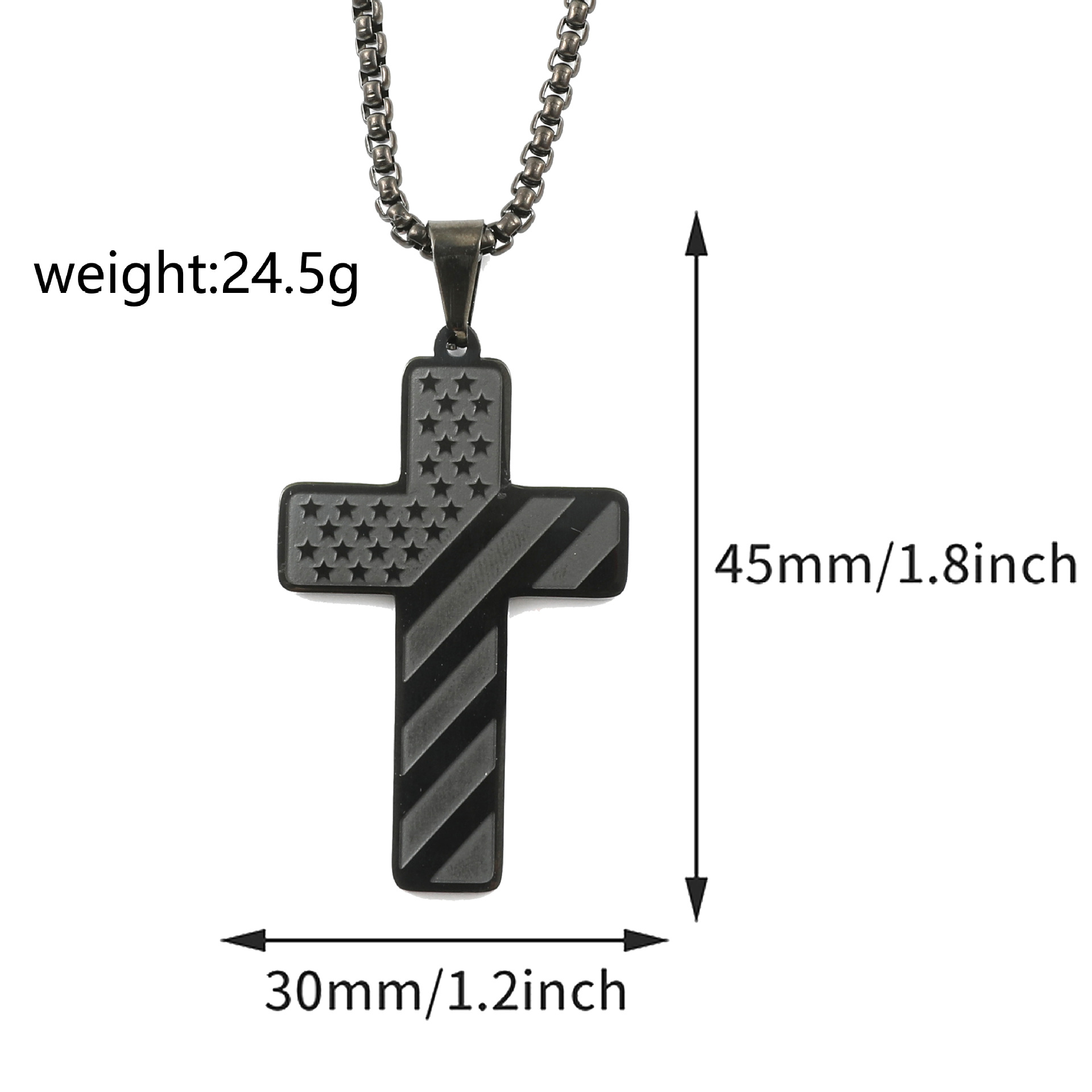 Fashion Jewelry Cross Necklace Bible Verse Stainless Steel American Flag Pendant Chain For Boys Men 