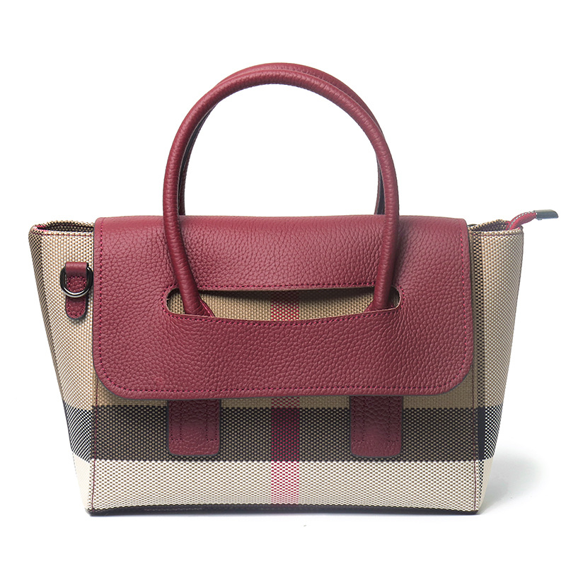 High Quality Travel Ladies Original Branded Bags Genuine Leather With Canvas Luxury Designer Women Handbag 