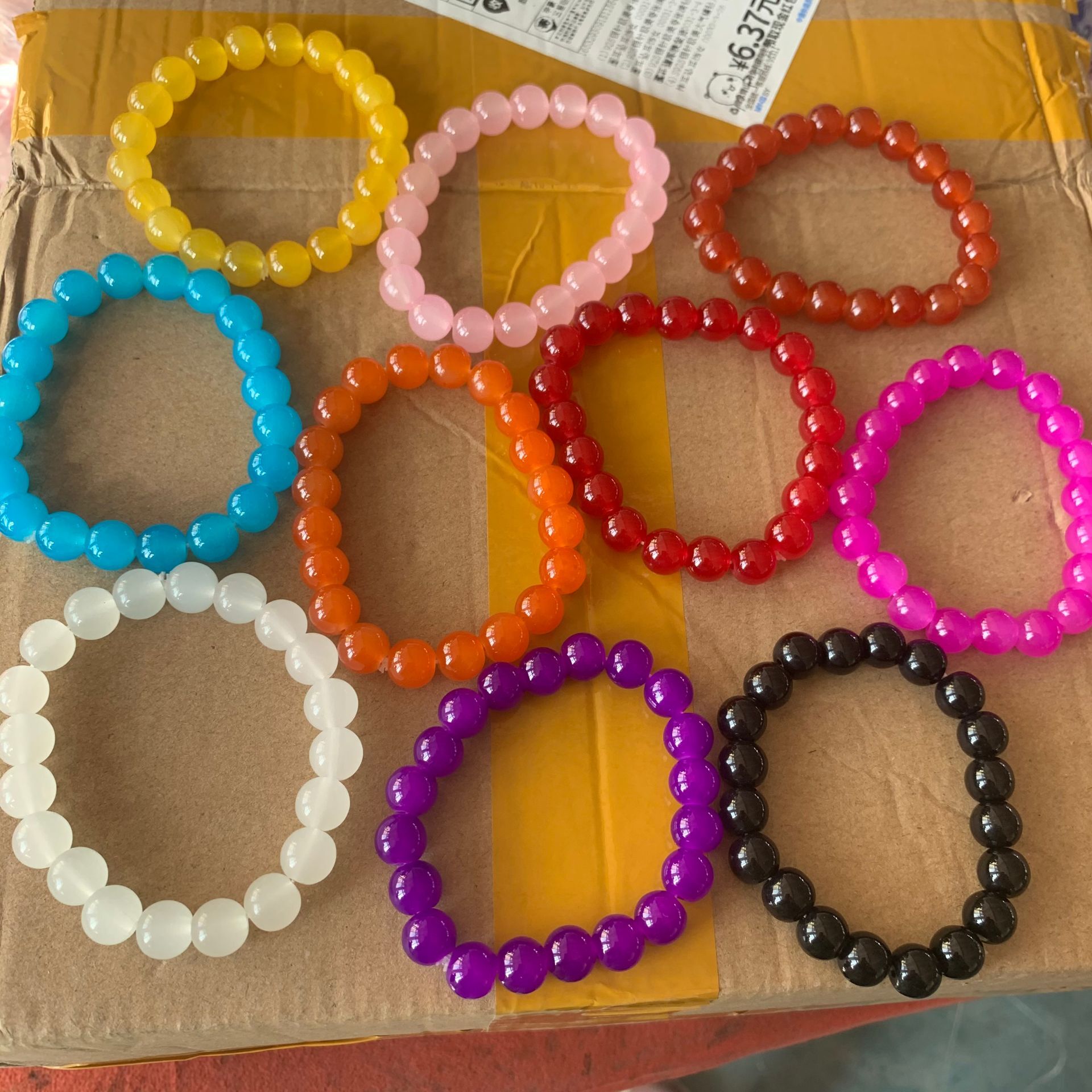 10mm Men Women Large Glass Semi-precious Stone Beaded Bracelets Custom Diy Glass Bracelets Can Add Charm For Jewelry Making 