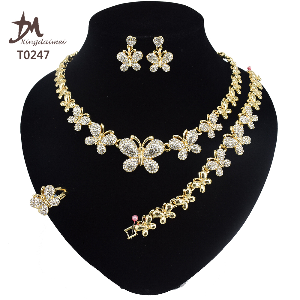 T0243 Women Jewelry Set 18k Gold-plated Double Teddy Bear Jewelry Set 