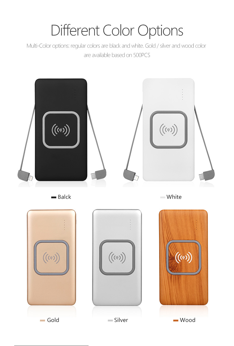 10000mah Power Bank External Battery Portable Charger Pack With Built-in Type C And Micro Usb Cable For Iphone For Samsung 