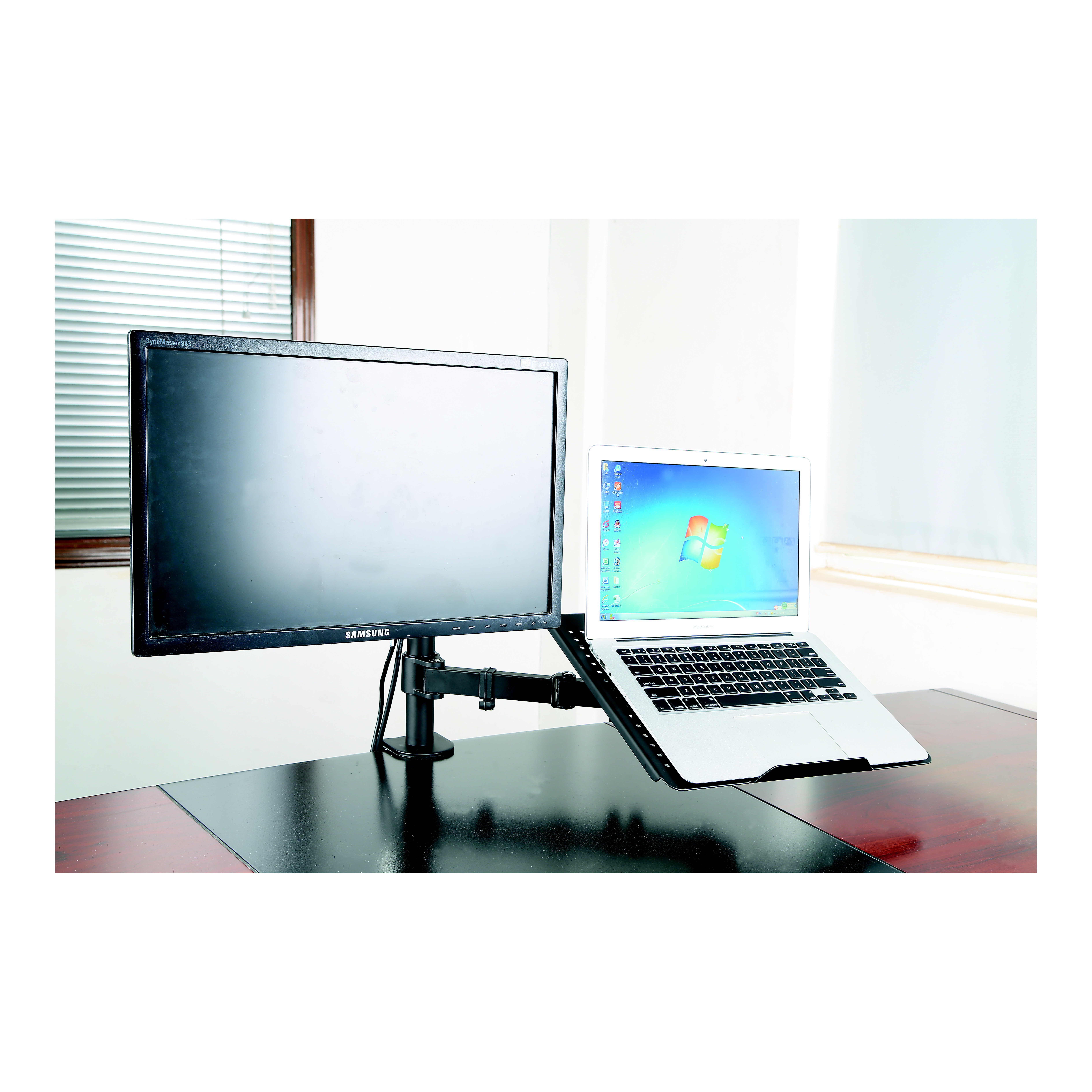 Computer Accessory Adjustable Lcd Monitor Arm Stand Suit 13" ~ 27" Laptop And Monitor With Laptop Tray 
