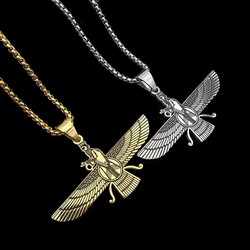 Wholesale Fashion Stainless Steel Pendant Jewelry Crystal Rhinestone Necklace Devil's Eye Pendant Hiphop For Men 