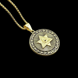 Wholesale Fashion Stainless Steel Pendant Jewelry Crystal Rhinestone Necklace Devil's Eye Pendant Hiphop For Men 