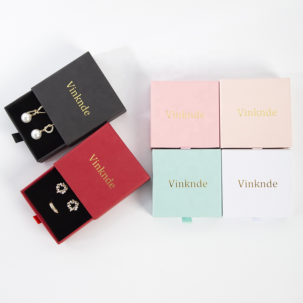 Vinknde New Fashion Paper Cardboard Earring Necklace Ring Packaging Gift Jewelry Crystal Storage Box With Logo Printed 