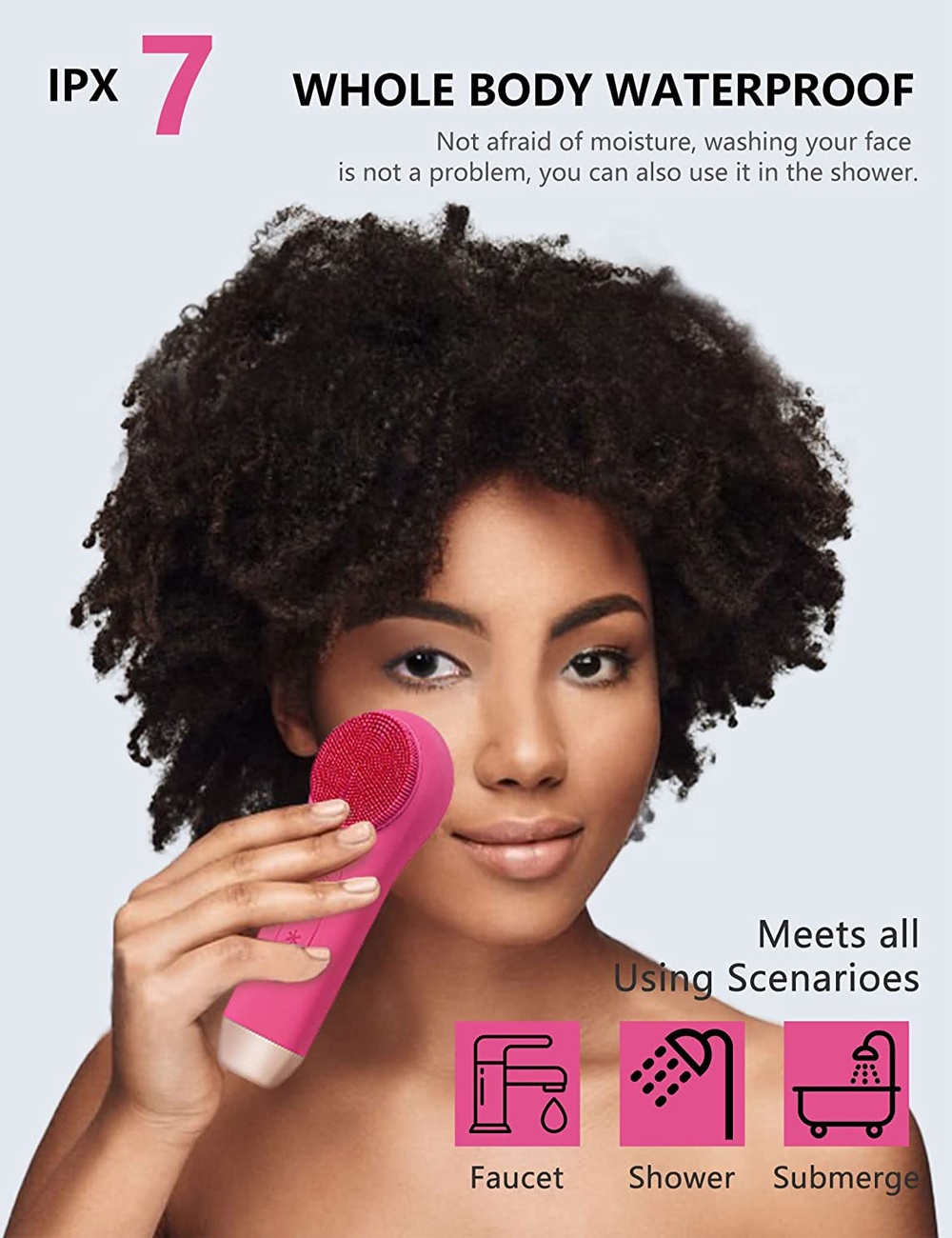 Professional Beauty Products Sonic Face Cleaner Cold Heat Photon Skin Care Face Massage Silicone Facial Cleansing Brush 