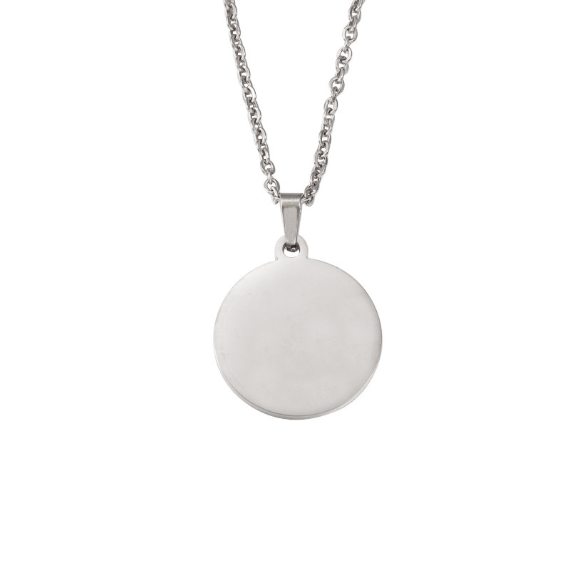Hot Selling Customized Stainless Steel Blank Necklace 18k Gold Plated Jewelry Mirror Geometric Circular Plate Pendant Necklace 