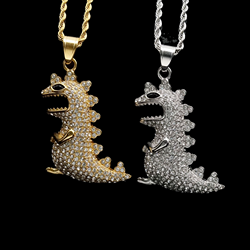 Wholesale Fashion Stainless Steel Pendant Jewelry Crystal Rhinestone Necklace Devil's Eye Pendant Hiphop For Men 