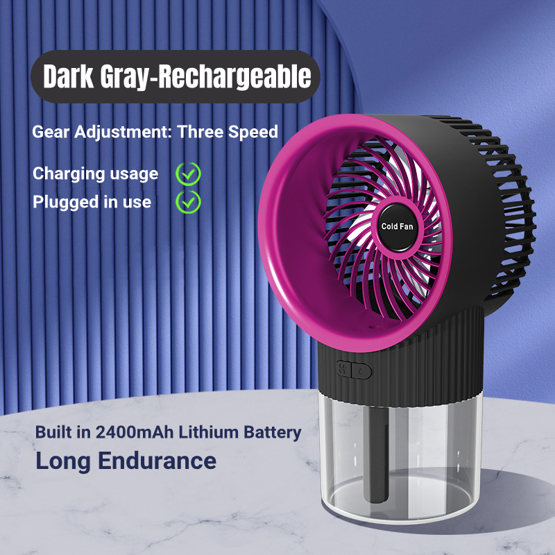 Home Appliance Desktop Water Cooled Mist Spray Fan Usb Rechargeable Portable Air Conditioning Electric Fan With Led Night Light 