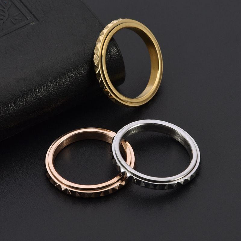 Anxiety Jewelry Fashion Rotatable Elegant Finger Ring Stainless Steel Spinning Fidget Ring 