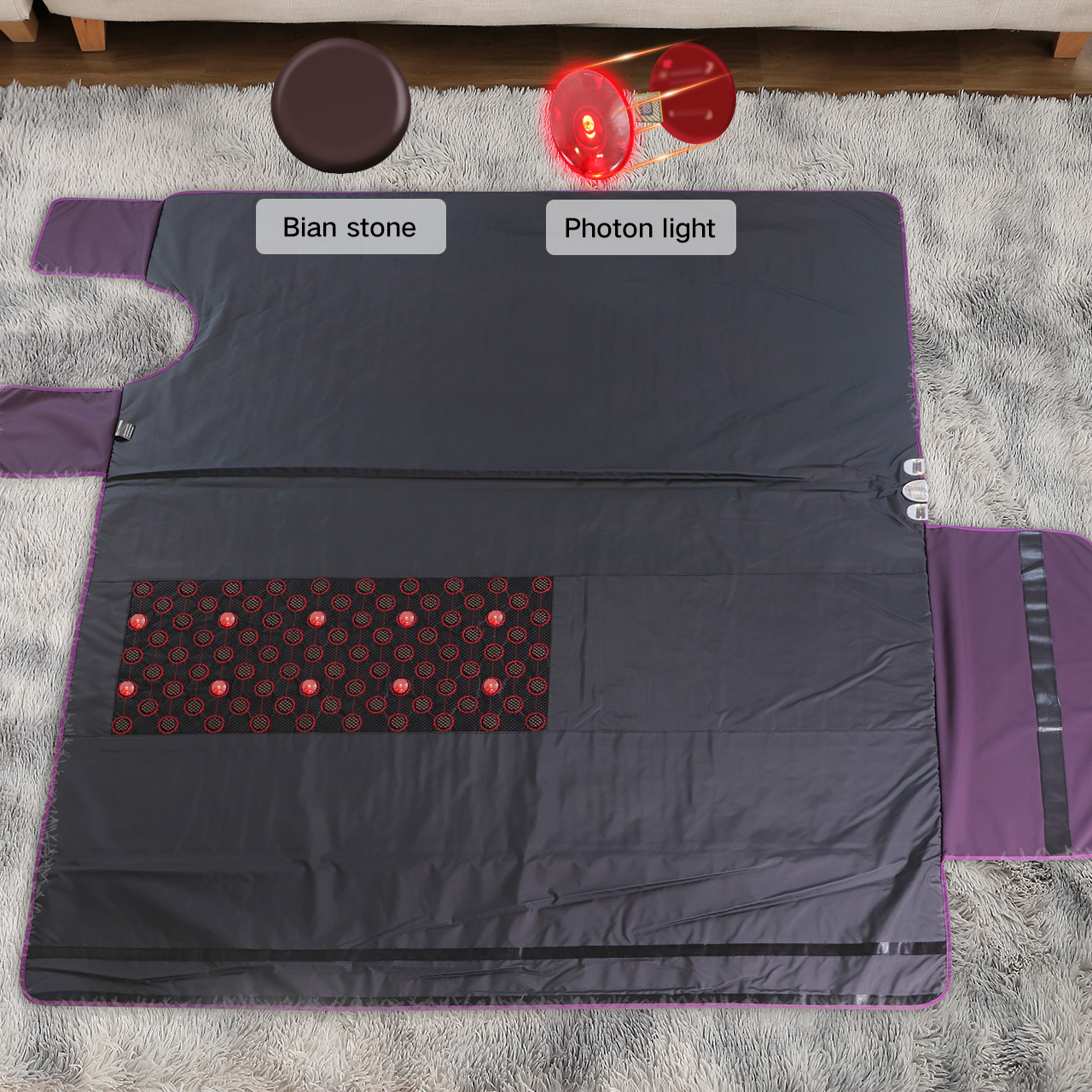 Fuerle Professional Beauty Products Infrared Sauna Blanket Low Emf 3 Zones Heating Sauna Blanket With Crystals For Women 