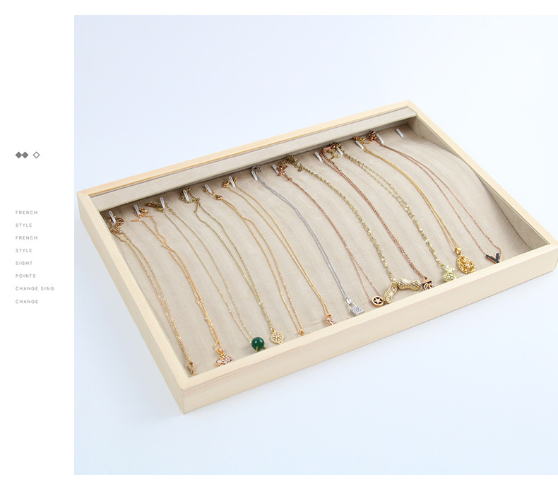 New Design Wooden Jewelry Tray Velvet Tray For Jewelry Display Storage Necklace Pendant Bangle Holder 