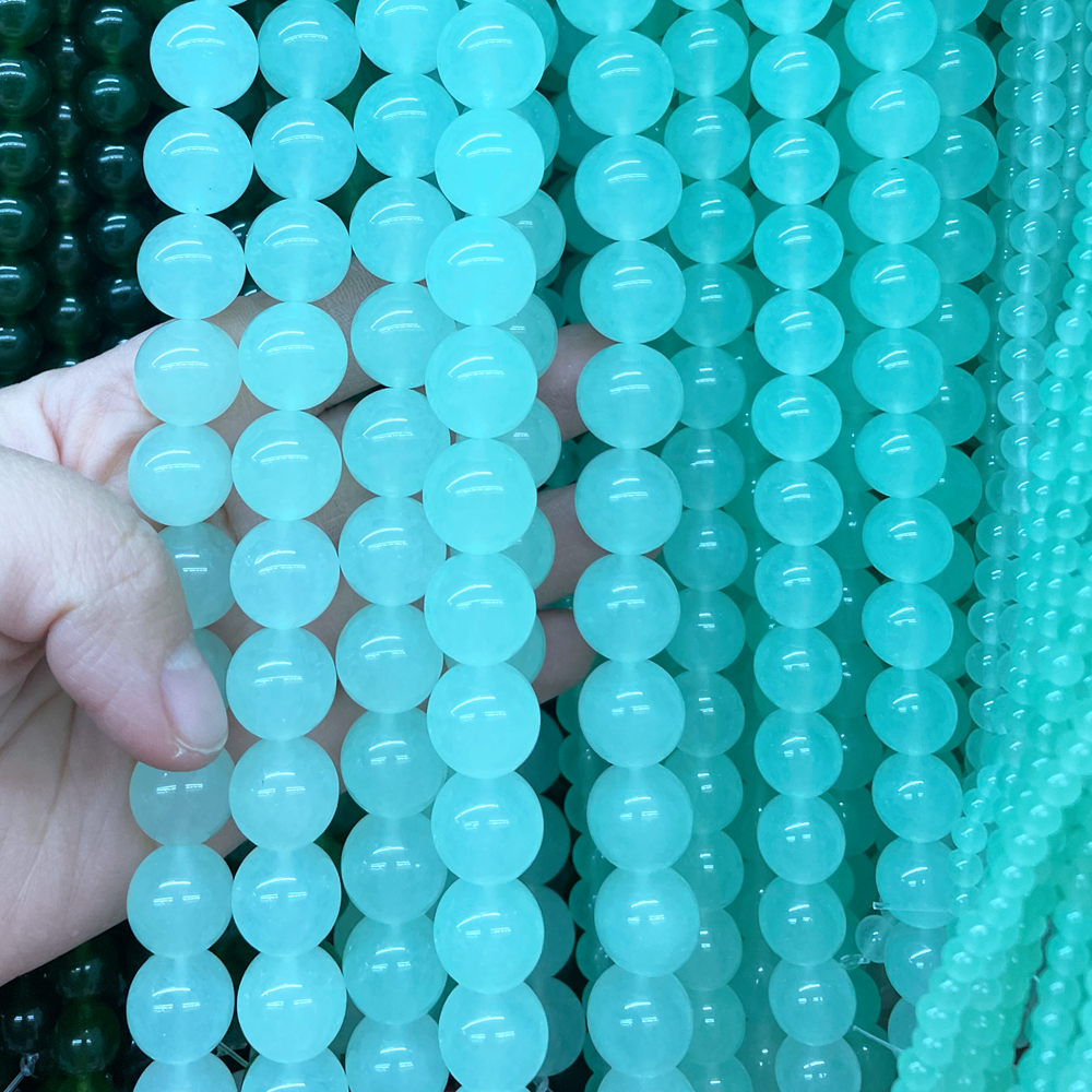 Jade Stone Red Green Orange Blue Different Color Round Loose Bead Strand For Diy Jewelry Making Necklace And Bracelet 