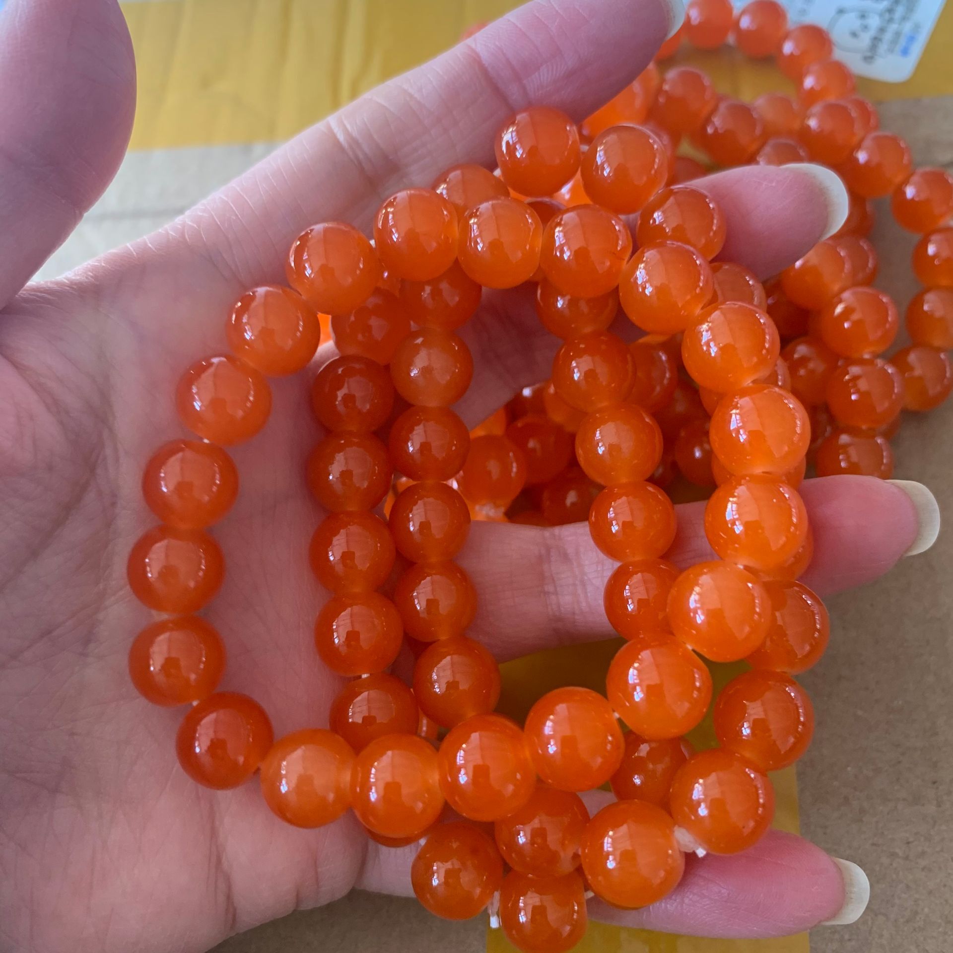 10mm Men Women Large Glass Semi-precious Stone Beaded Bracelets Custom Diy Glass Bracelets Can Add Charm For Jewelry Making 